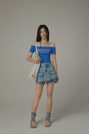 Made By Chuu Off-The-Shoulder Slim T-Shirt