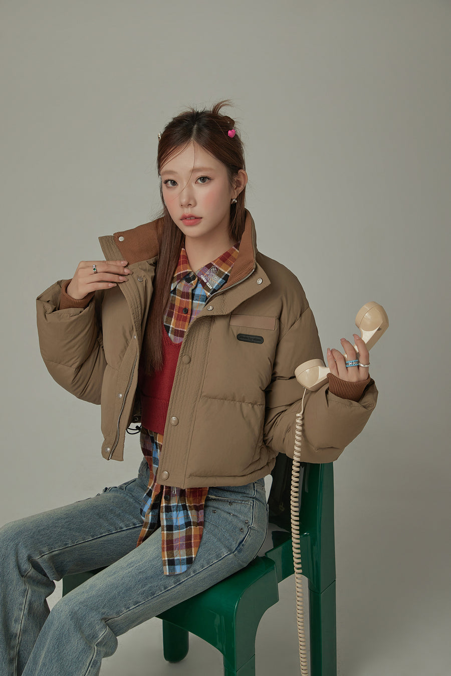 CHUU Oversized Logo Embroidery Padded Jacket