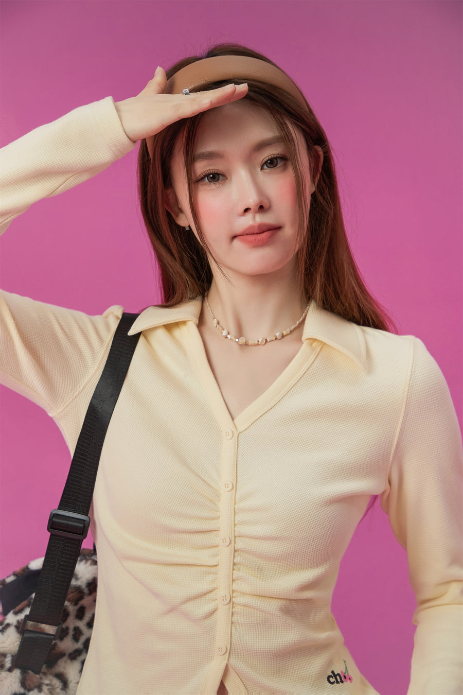 CHUU Simple Shirring Top