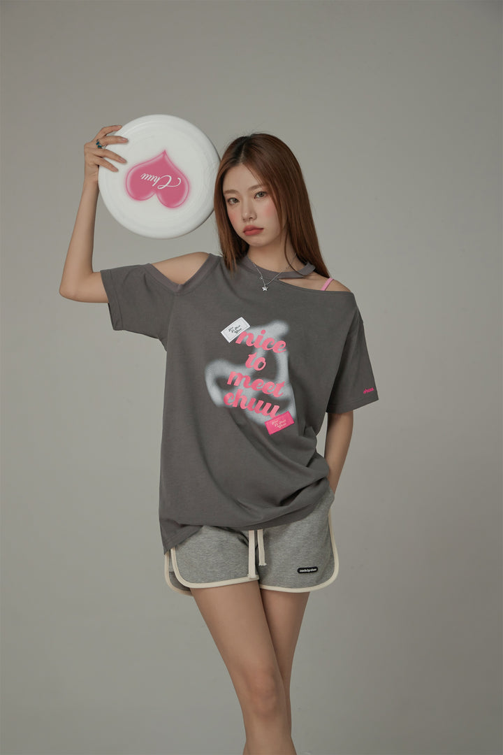 Nice To Meet Chuu Off-The-Shoulder Cherry T-Shirt