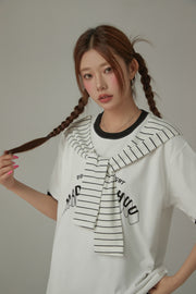 Color Lined Sporty Loose Fit T-Shirt