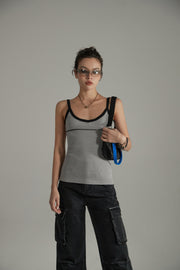 Color Lined Ribbed Sleeveless Tank Top