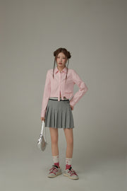 Point Pocket Semi Cropt Shirt