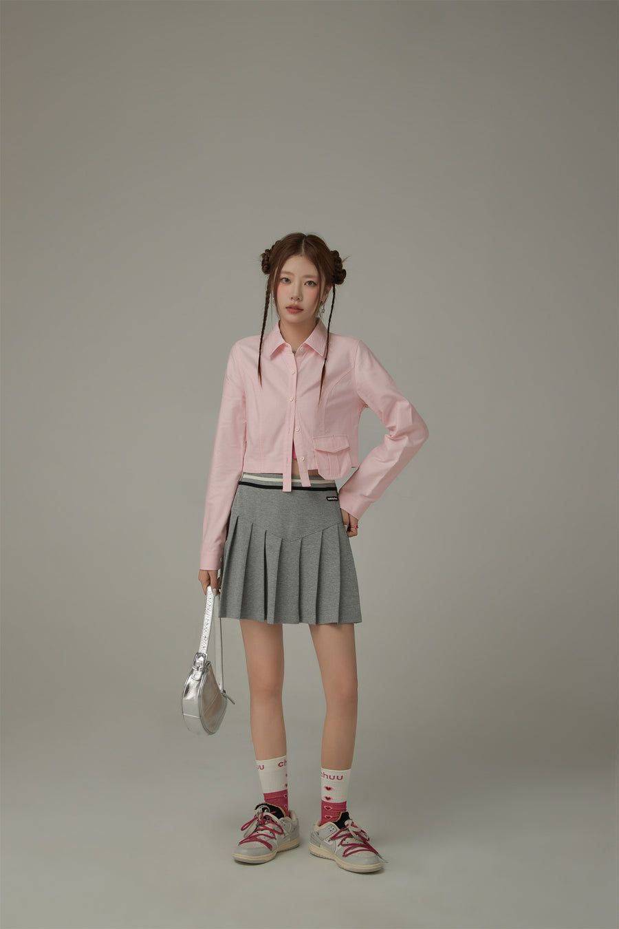 CHUU Point Pocket Semi Cropt Shirt