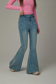 Stitch Lined Denim Wide Jeans