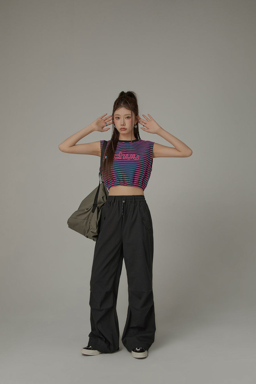 CHUU Casual High Waist Drawstring Wide Pants