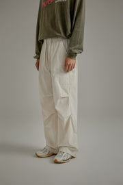 Solid Color Drawstring Casual Cargo Pants