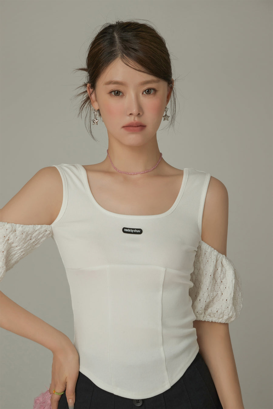 CHUU Puff Sleeve Off The Shoulder Blouse