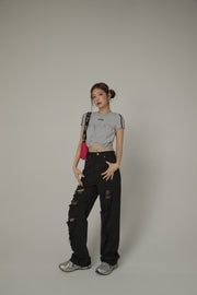 String Slim Fit Cropped Top