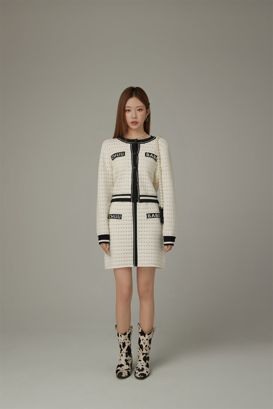 CHUU Logo Jacquard Knit Skirt