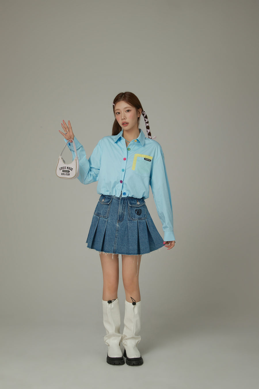 CHUU Stars In The Stripes Cropped Shacket