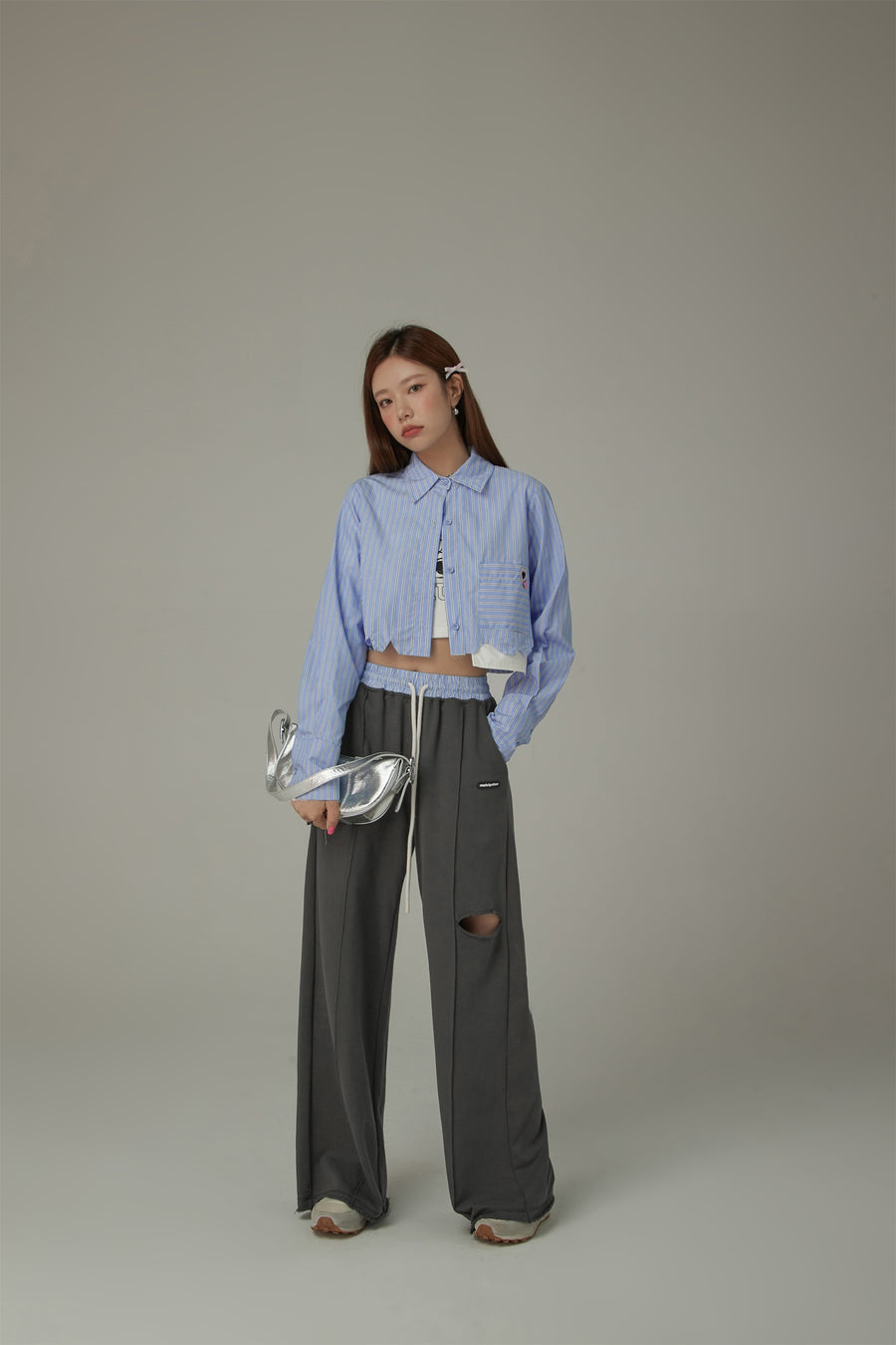 CHUU Slit Color Wide Sporty Casual Pants