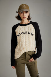 Logo Raglan Color Combination Knit Sweater