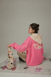 Fleece Color Combination Hoodie