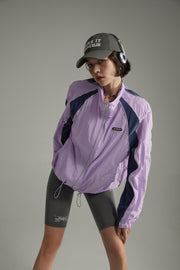 Colorblocked Boxy Sports Style Casual Drawstring Jacket