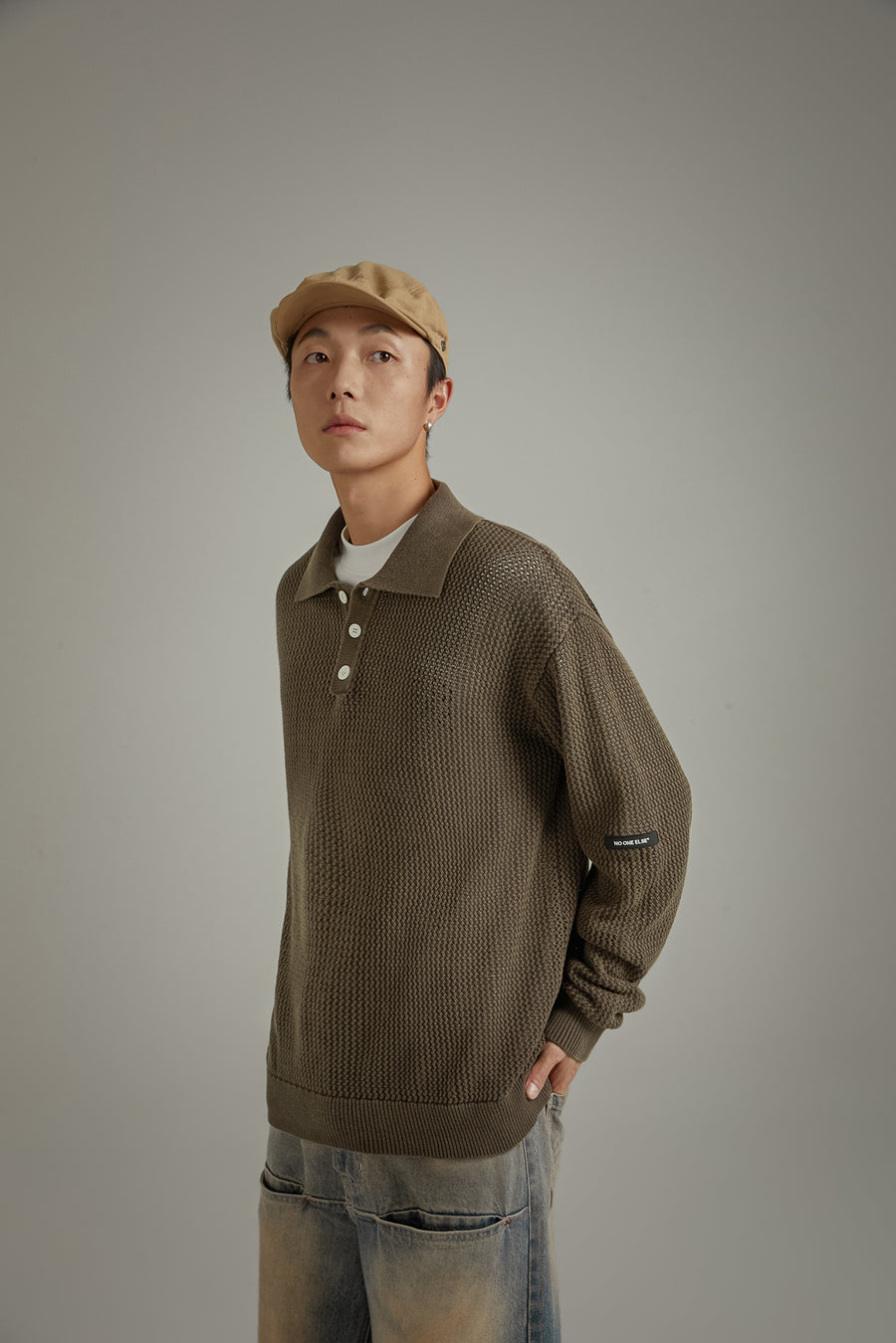 CHUU Polo Neck Loose Knit Sweater