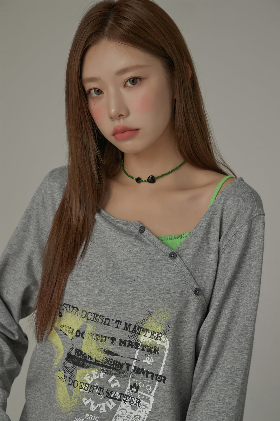 CHUU Size Doesn¡¯T Matter Buttoned Off-Shoulder Top