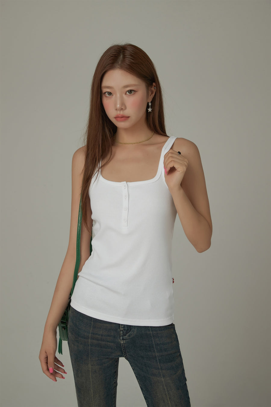 CHUU Color Button Sleeveless Tank Top