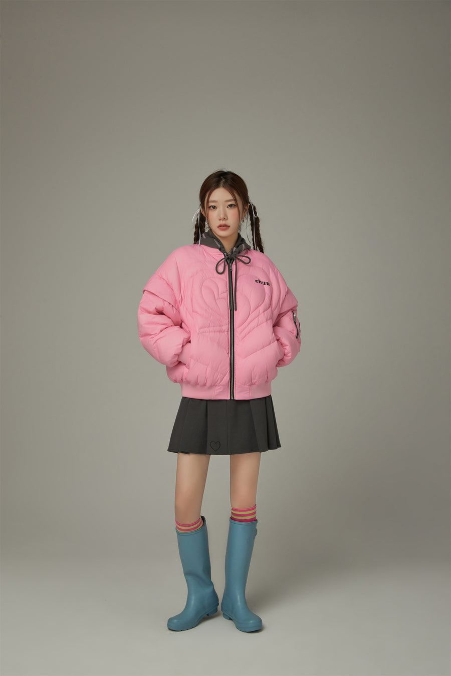 CHUU Heart Quilting Padded Jacket