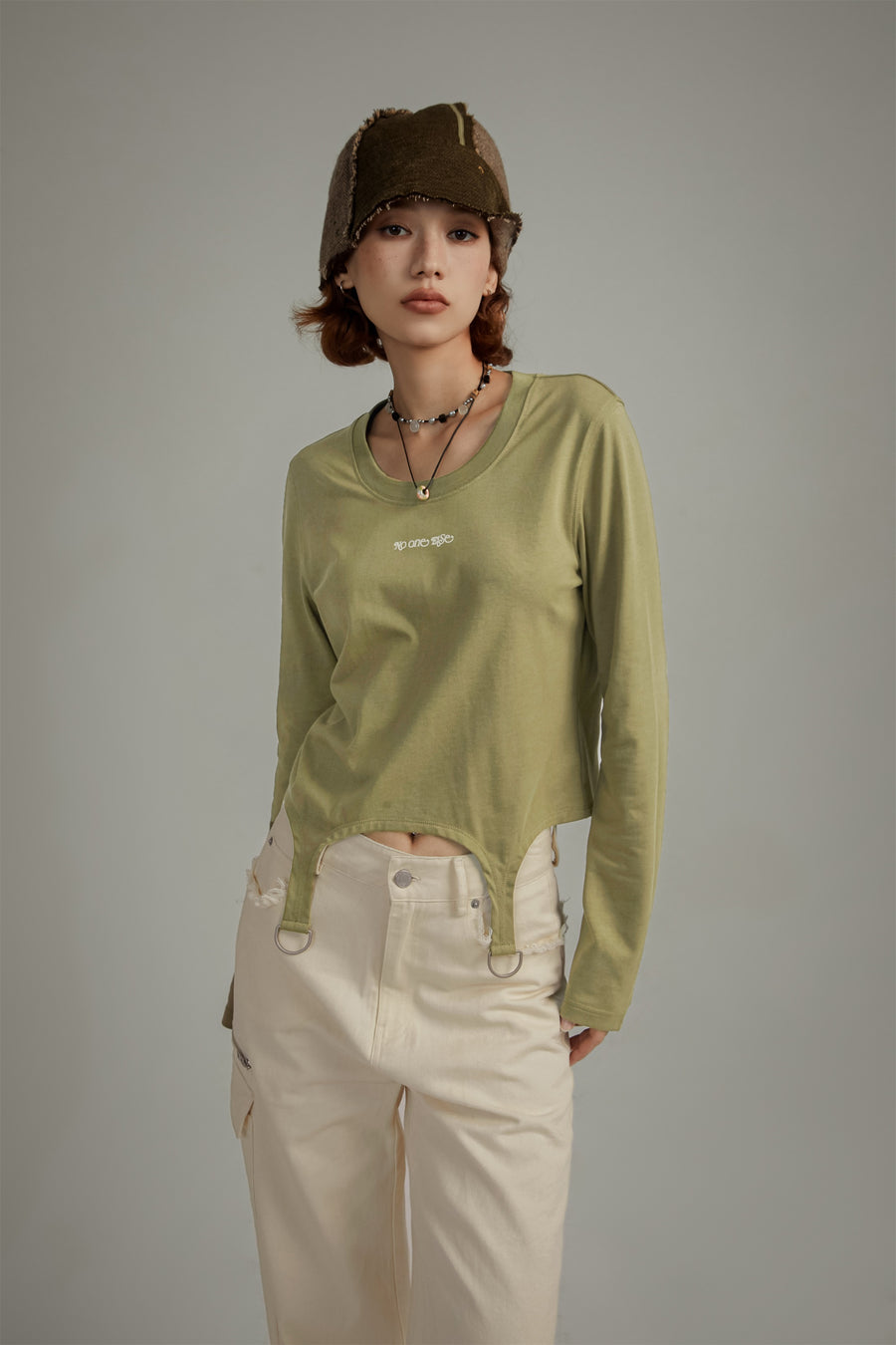 CHUU Simple Unbalanced Long Sleeve T-Shirt