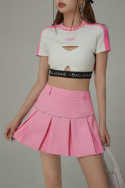 Daily Belt Loops Pleated Mini Skirt