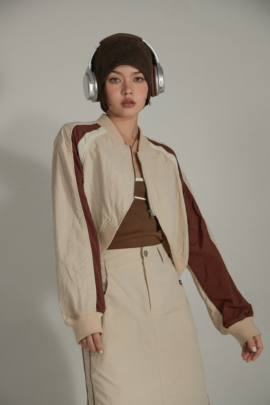 CHUU Raglan Sleeve Color Contrast Field Jacket