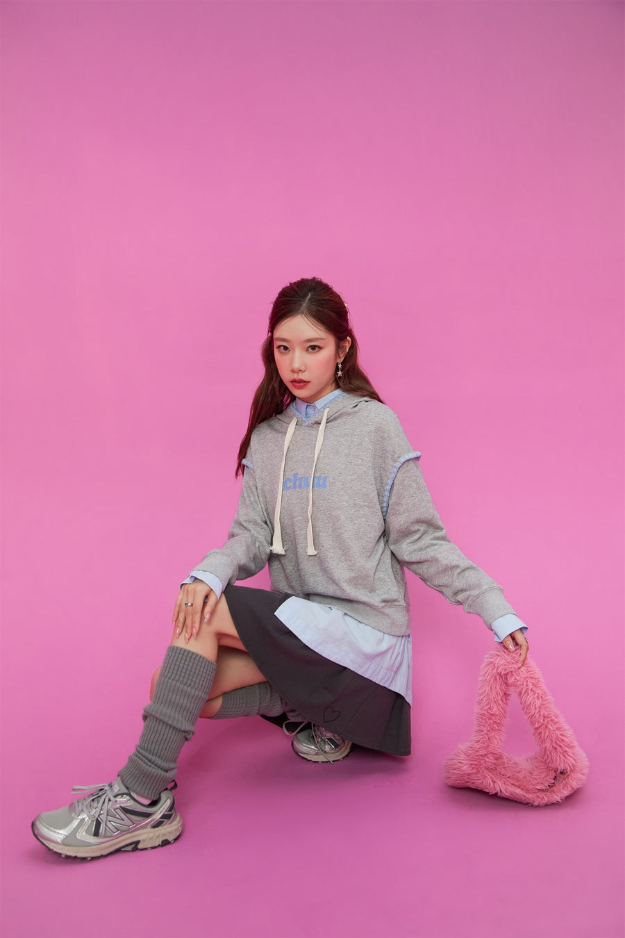 CHUU Logo Lined String Hoodie