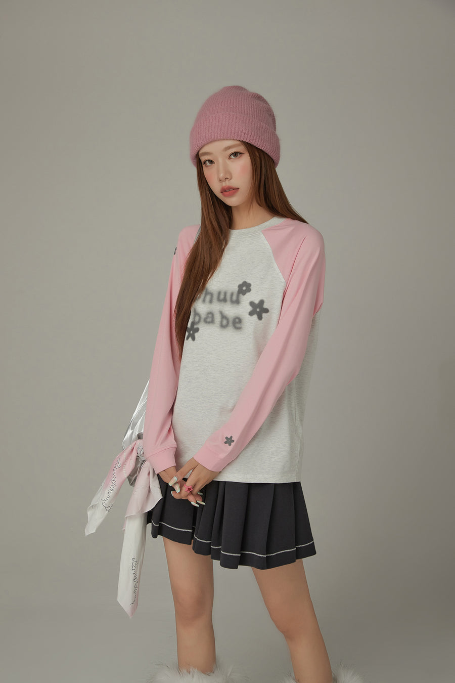 CHUU Logo Flowers Raglan Color T-Shirt