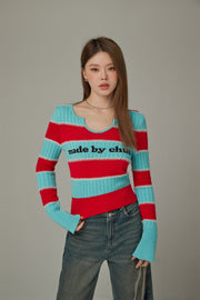 Logo Color Stripe Knit Sweater