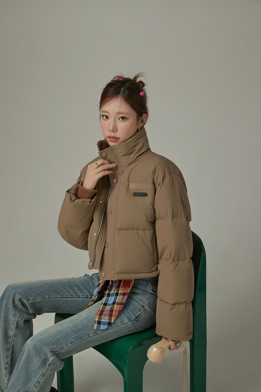 CHUU Oversized Logo Embroidery Padded Jacket