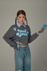 Logo Heart String Crop Sweatshirt