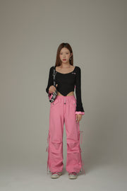 Size Ribbon Color Wide Pants