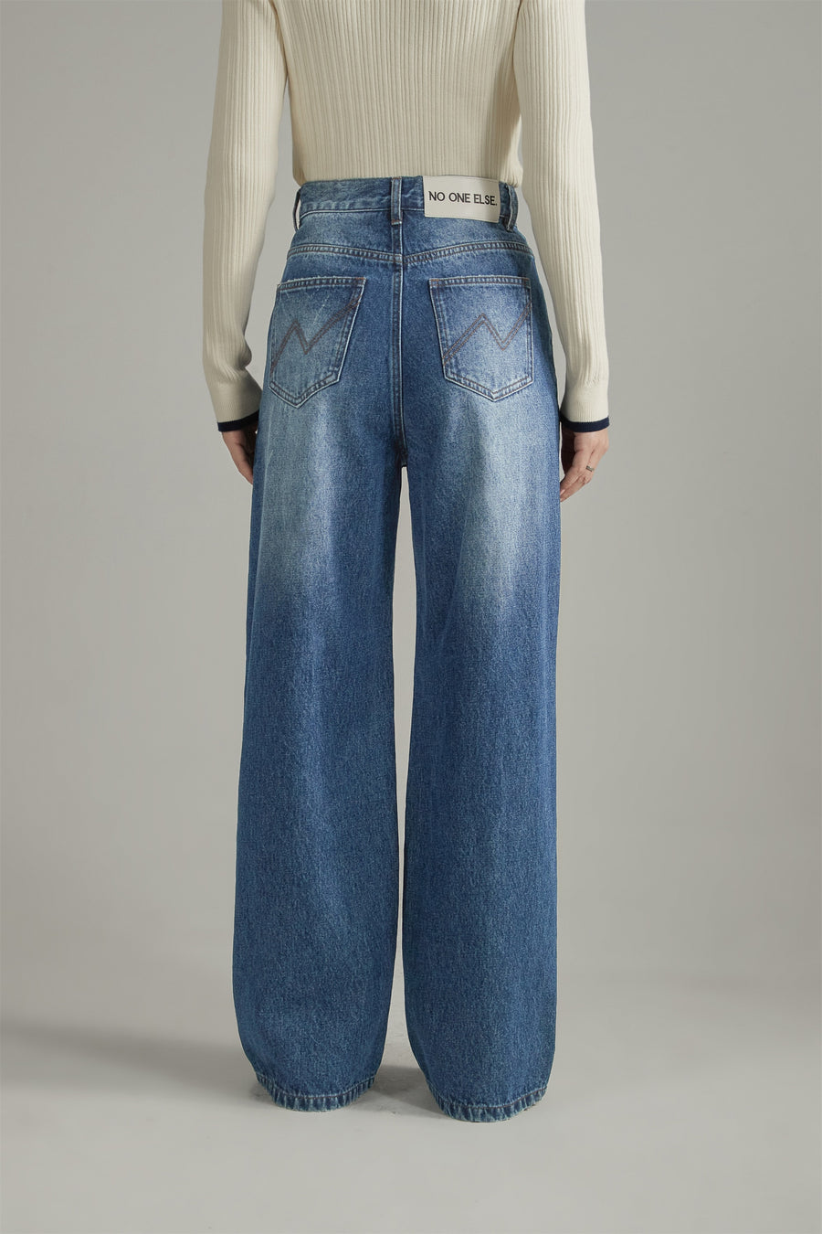 CHUU Fringed Lined Wide Denim Jeans