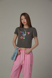 Made By Chuu Colorful Printed Cropped T-Shirt