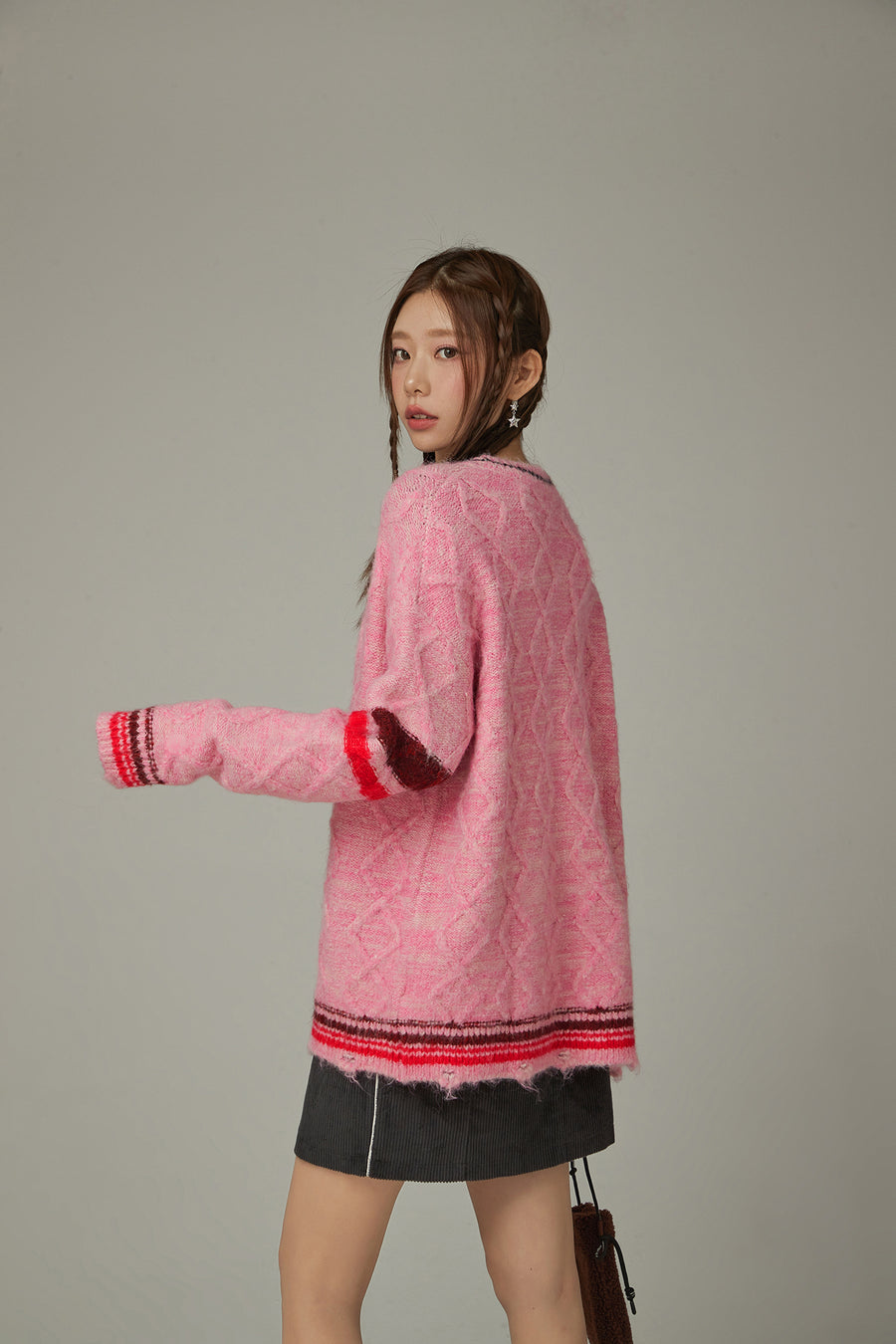 CHUU Color Striped Knit Cardigan