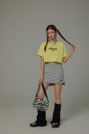 Chuu Lettering Logo Loose-Fitting Cropped Short Sleeve T-Shirt