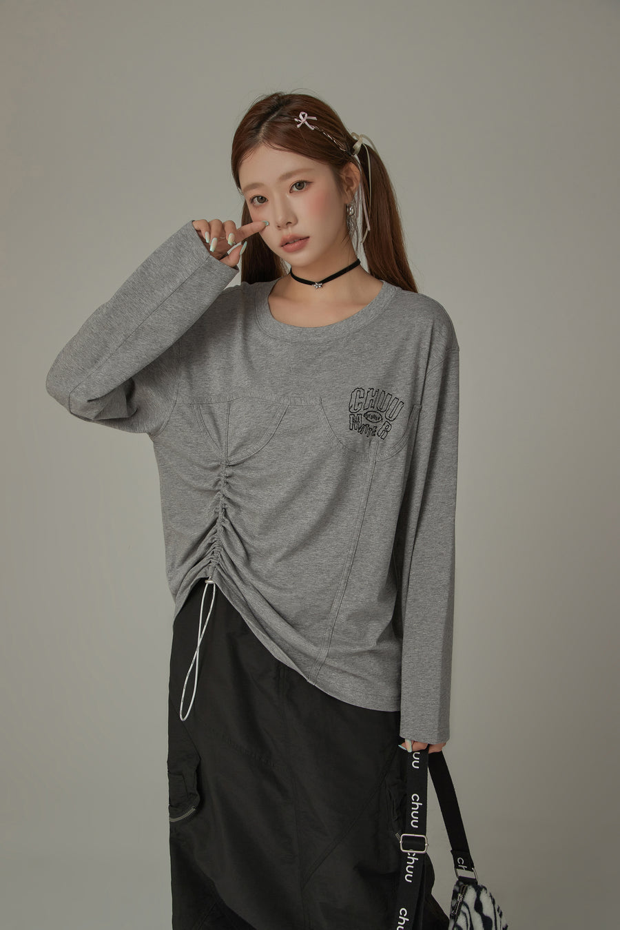 CHUU Drawstring Loosefit Long Sleeve T-Shirt