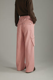 Color Pocket Wide Casual Pants