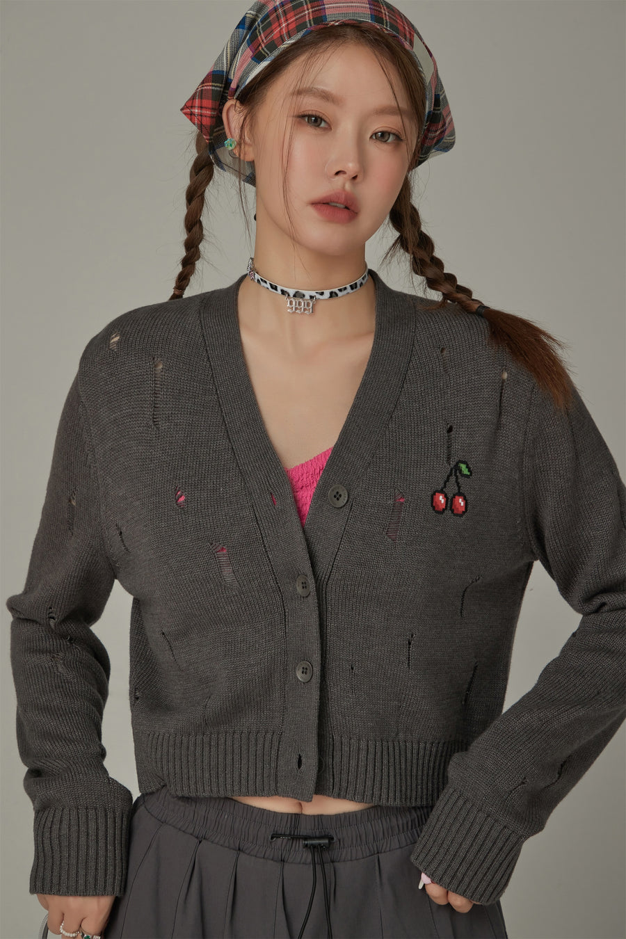 CHUU Cherry Crop Cardigan