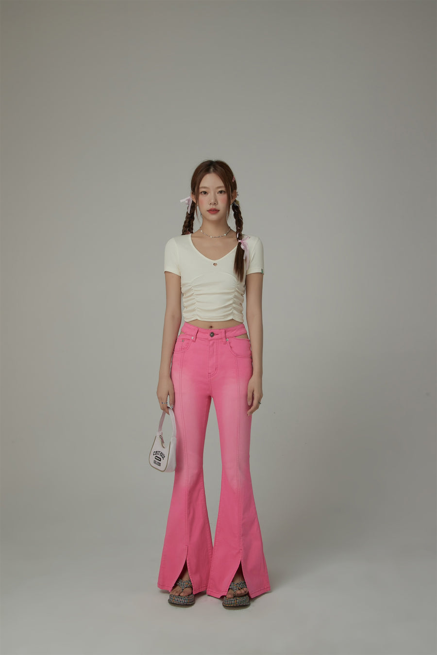 CHUU Colored Bootcut Slit Denim Jeans