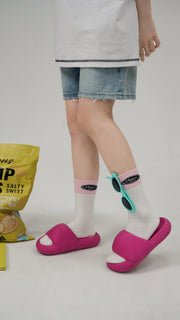 Chuu Lettering Color Band High Socks