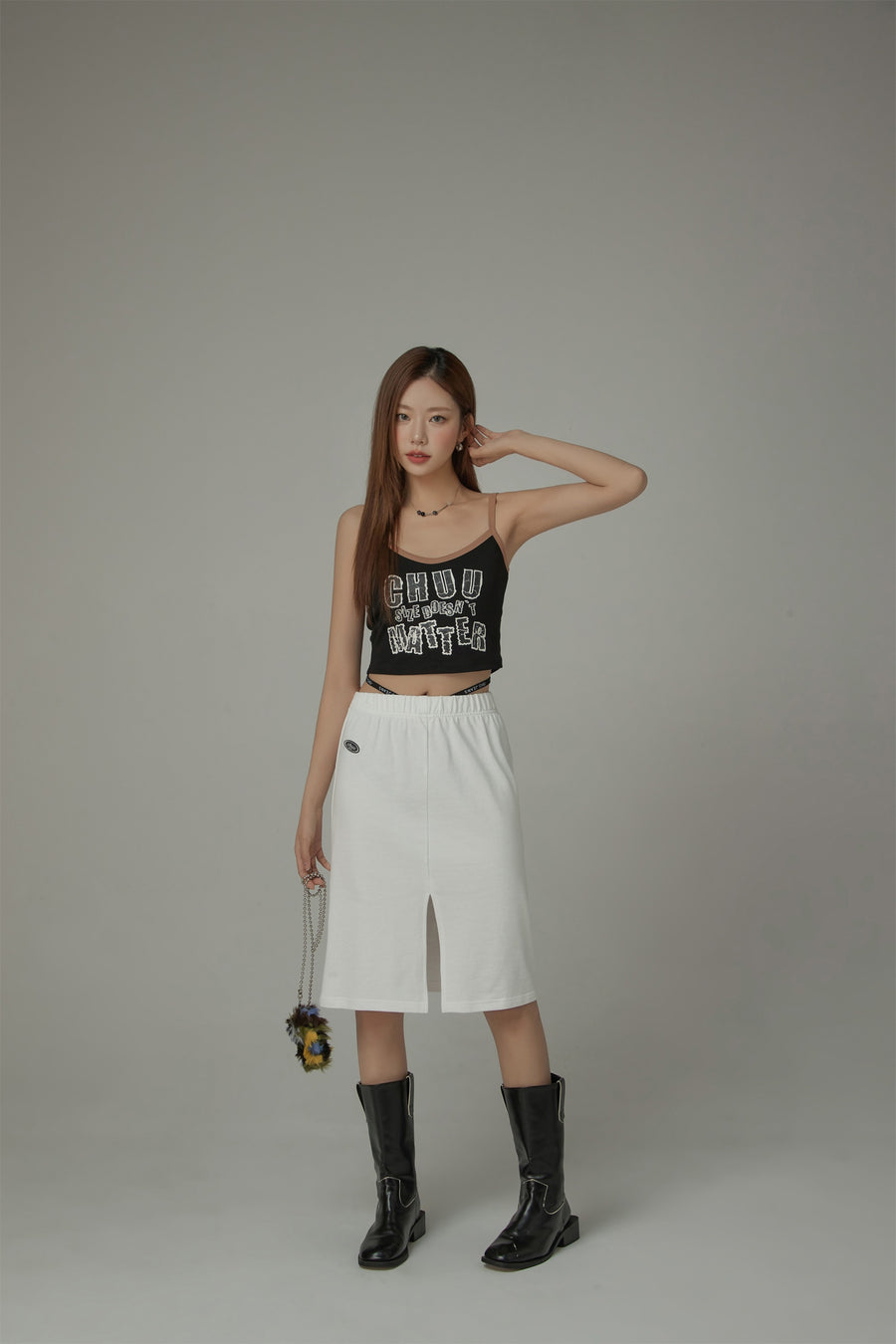 CHUU Side String Casual Slit Skirt