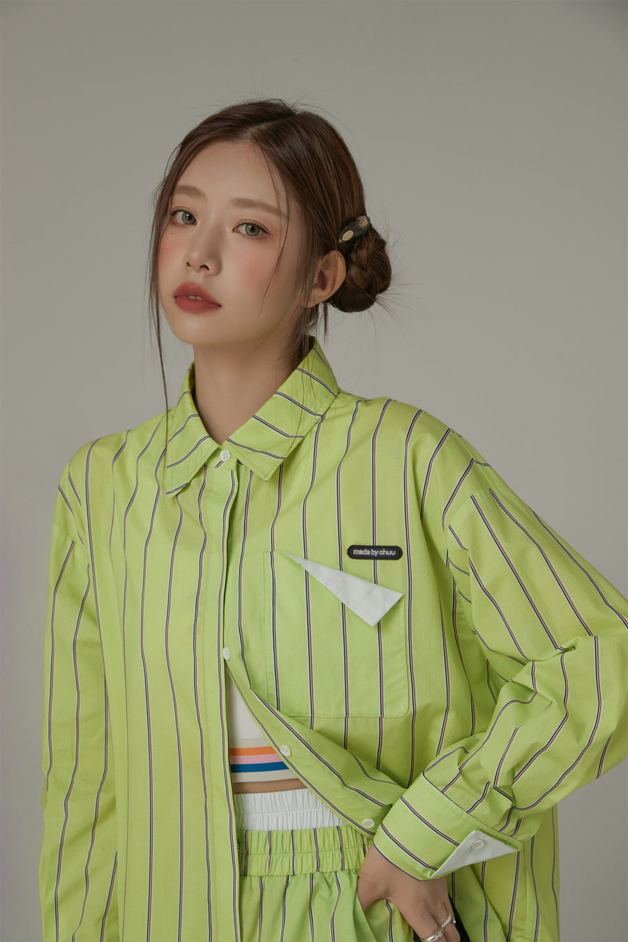 CHUU Striped Loose Fit Long Sleeve Shirt