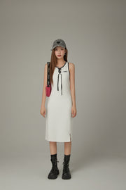 Lace Up Color Matching Sporty Long Dress