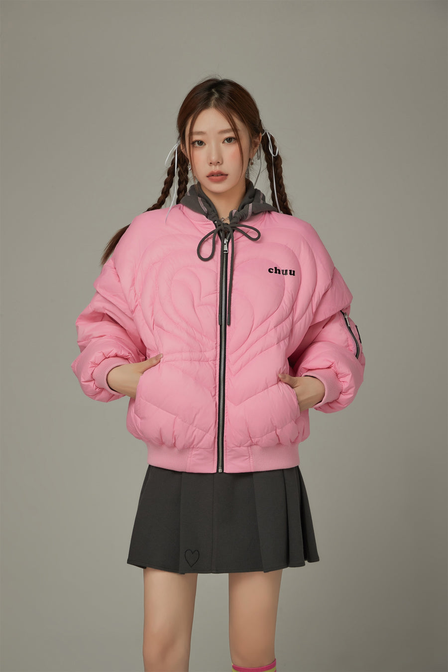 CHUU Heart Quilting Padded Jacket