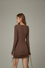 Cut Out Shirring Mini Dress