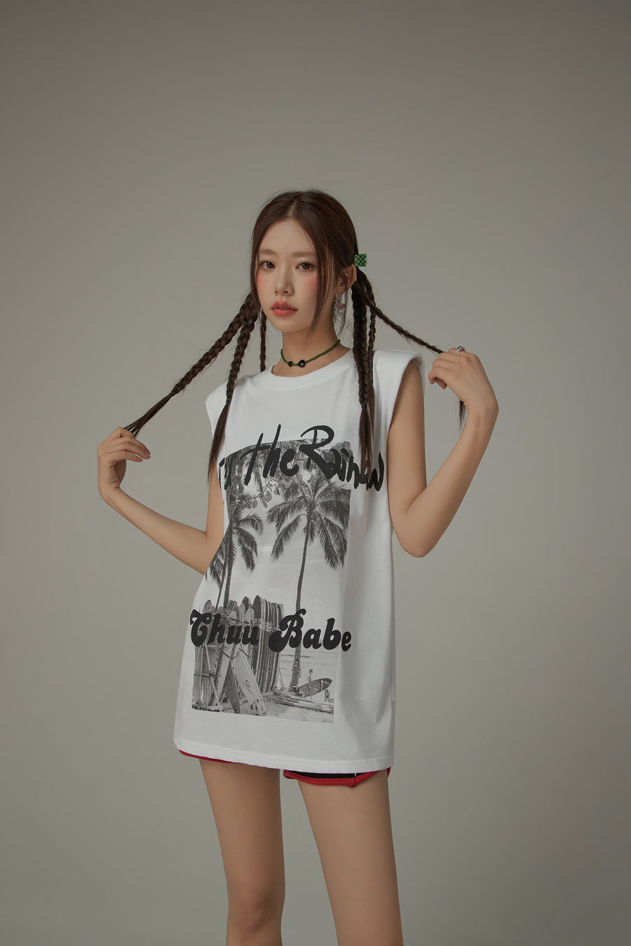 CHUU Over The Rainbow Printed Boxy Sleeveless Mid Length T-Shirt