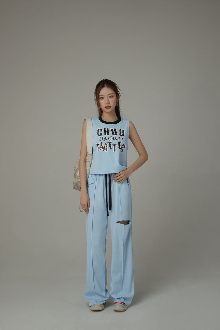 Chuu Size Doesnt Matter Colored Neck Sleeveless T-Shirt