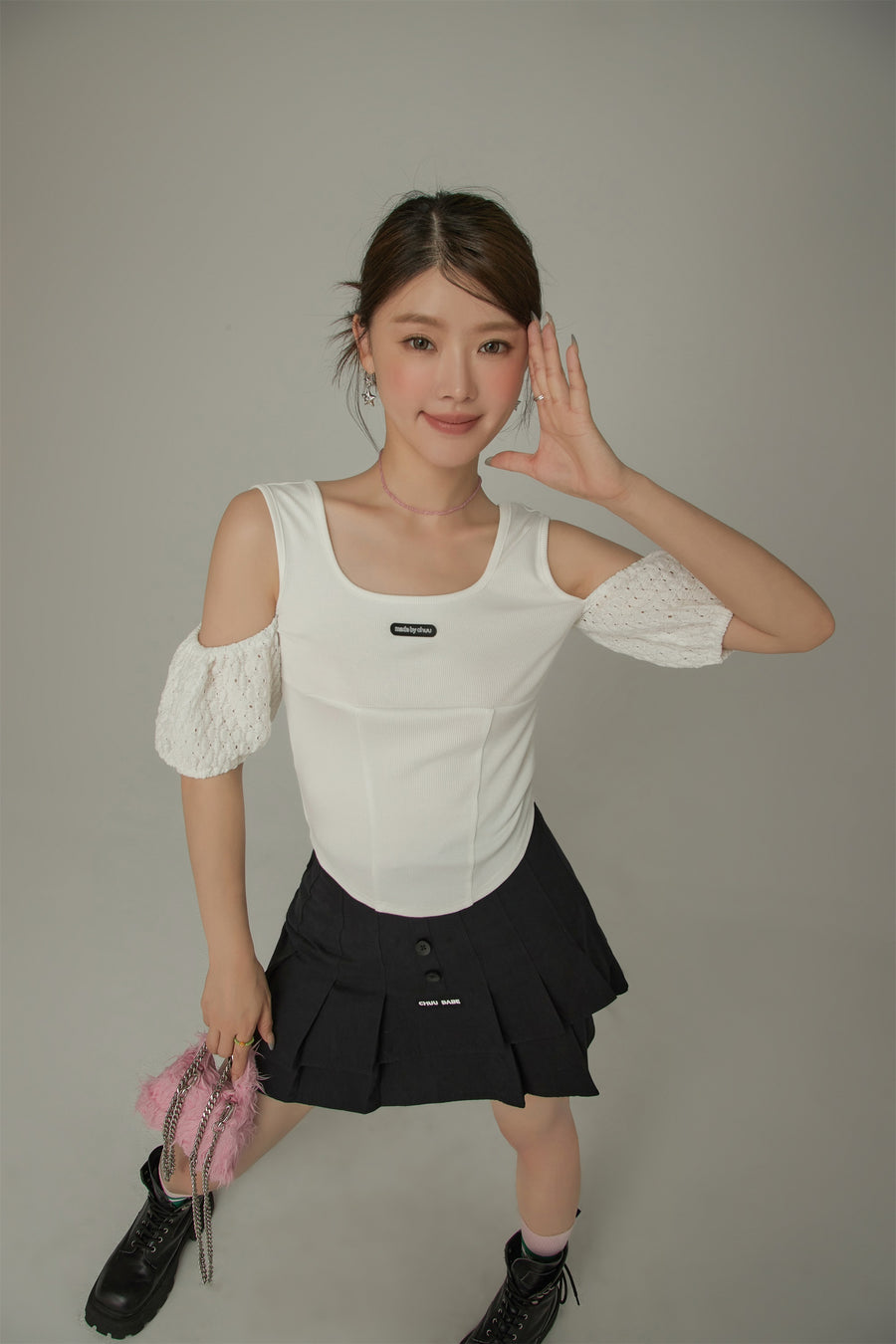 CHUU Puff Sleeve Off The Shoulder Blouse