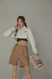 Pintuck Leather Shorts